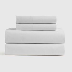 NWT QUINCE Classic Organic Percale Sheet Set (no pillowcases) Queen White 4194